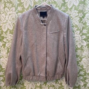 Banana Republic Light Gray Wool-Blend Bomber Jacket